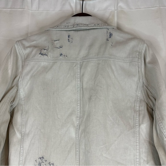 FREE PEOPLE Women’s Size M Denim Jean Jacket Coat Destructed Distressed - Picture 4 of 15